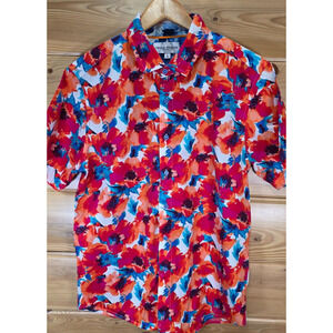 Thomas Sterling Floral Multicolor Vibrant Shirt Men Large